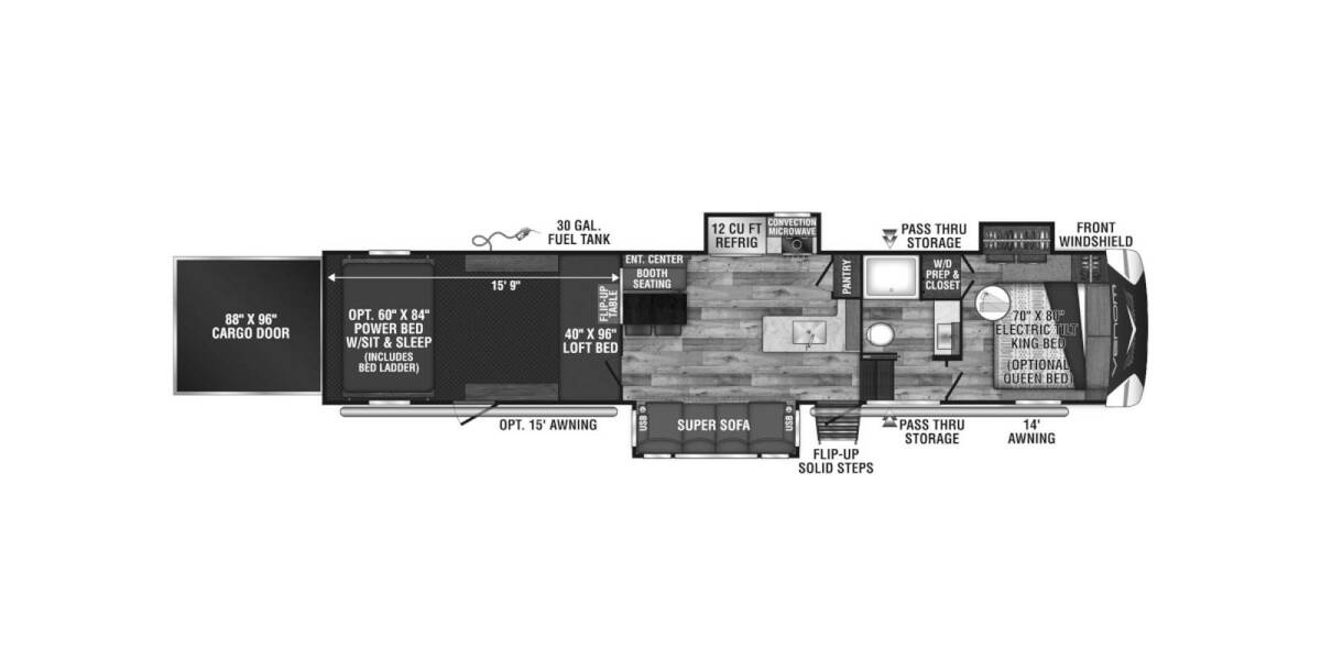 2022 KZ Venom V-Series Toy Hauler 3916TK Fifth Wheel at Specialty RVs of Arizona STOCK# 080062 Floor plan Layout Photo