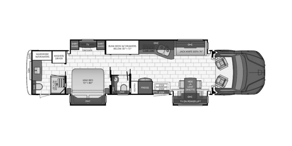 2022 Newmar Supreme Aire Freightliner Super C 4590 Super C at Specialty RVs of Arizona STOCK# NL7706 Floor plan Layout Photo