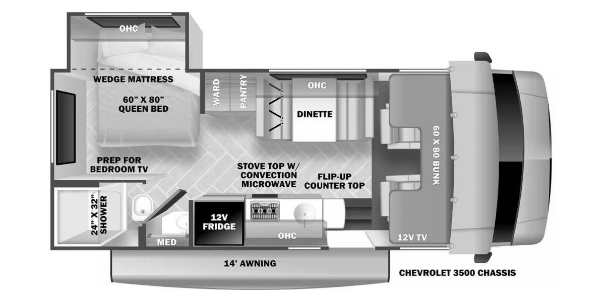 2024 Forester LE Chevrolet 2251SLE Class C at Specialty RVs of Arizona STOCK# 016269 Floor plan Layout Photo